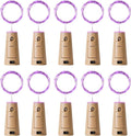 Aluan Wine Bottle Lights with Cork 10 Pack 20 LED Waterproof Halloween Fairy Light Battery Operated, Mini LED Cork Lights for Liquor Bottles Wedding Table Decor Party Jar Bar Table Decoration, Purple