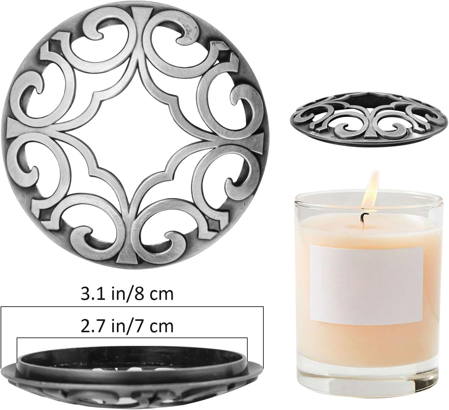 2 Pcs Candle Toppers to Burn Evenly, Metal Scented Candle Toppers Covers, Candles Accessories Gifts for Woman Christmas Supplies