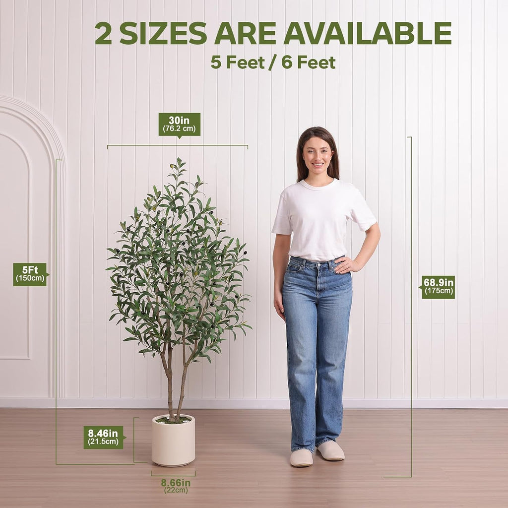 verinatural 5ft olive trees artificial indoor with remote showing dimensions