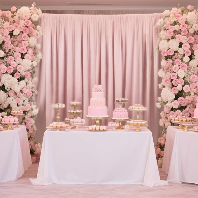 Sugargirl 10x10FT Blush Pink Backdrop Curtains Polyester Photo Backdrop Drapes Curtains 2 Panels with Rod Pockets for Party Birthday Wedding Photography Home Decoration