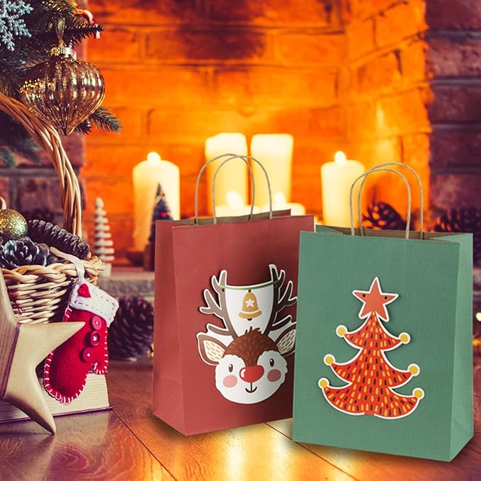 BagDream Gift Bags 8x4.25x10.5 50Pcs Red Kraft Paper Bags with Handles Bulk, for Shopping, Retail, Merchandise, Party Favor, Gifts, Business, Recycled Kraft Paper Sacks