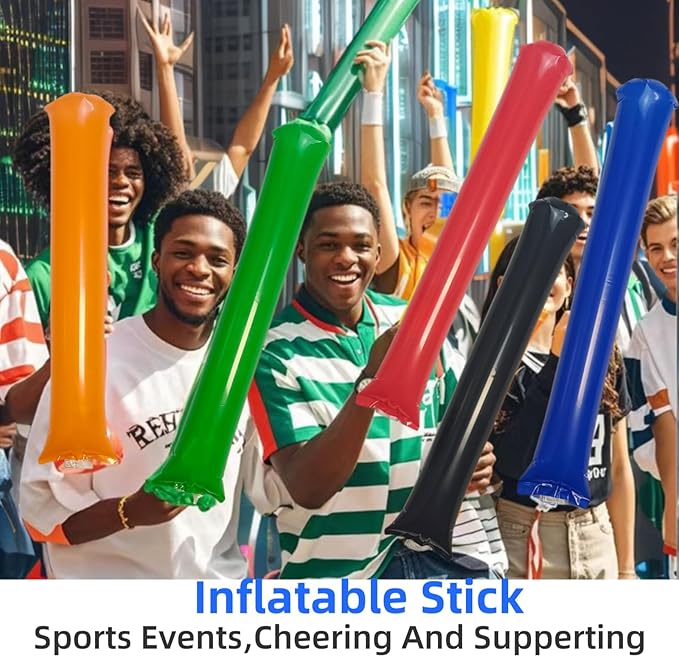 40pcs Round headTeam Spirit Boom Sticks Thunder Sticks Cheering Sticks Team Spirit Plastic Cheerleading Spirit Stick Clapper Inflatable Noise Maker Sports Supply (Green)