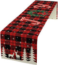 Christmas Table Runner, Red Winter Xmas Holiday Table Cloth Kitchen Dining Table Decoration for Home Party Decor 13x36 Inch