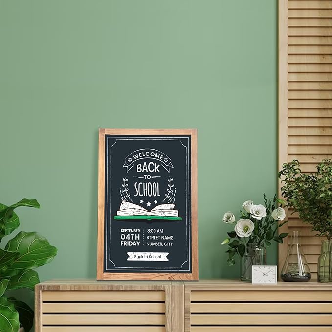 Magnetic Chalkboard for Wall Rustic Wood Framed Decorative Blackboard Sign for Kids Hanging Chalkboard for Home, Office, Restaurant 12" x 16"