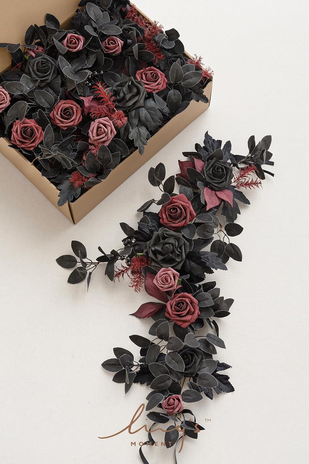 ling's moment 6 pack black artificial flowers garlands showing dimensions
