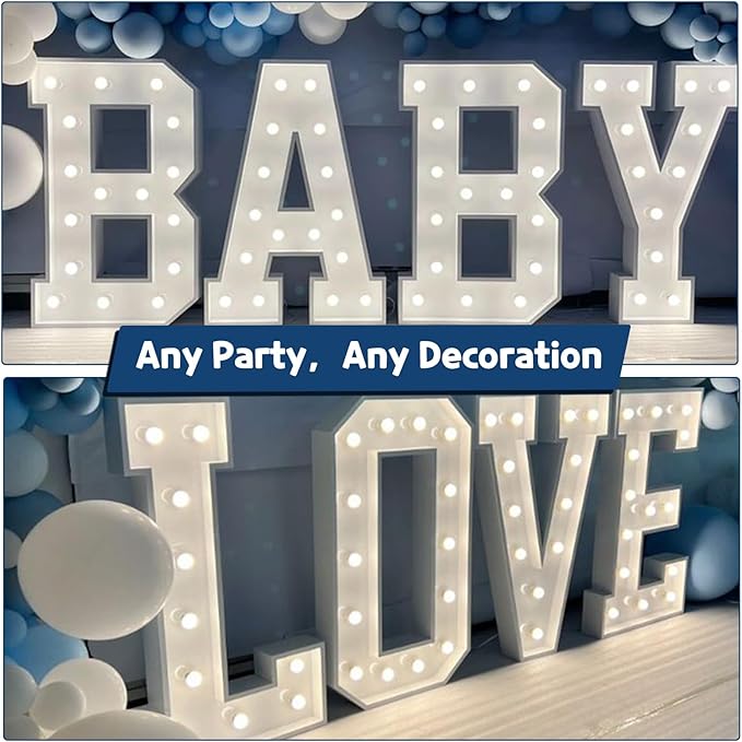 Marquee Letters 4 Feet Tall Large Light Up Letters Baby Shower Decorations Wedding Engagement Proposal White Party Decorations Marry Me Sign Big Cardboard Backdrop Z
