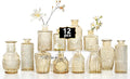 Mini Bud Vases As Wedding Centerpieces for Tables,Clear Bud Vases for Flowers,Small Flower Vases Suitable for Birthday Party,Anniversary,Wedding Reception,Baby Shower (Gold, 12PCS)
