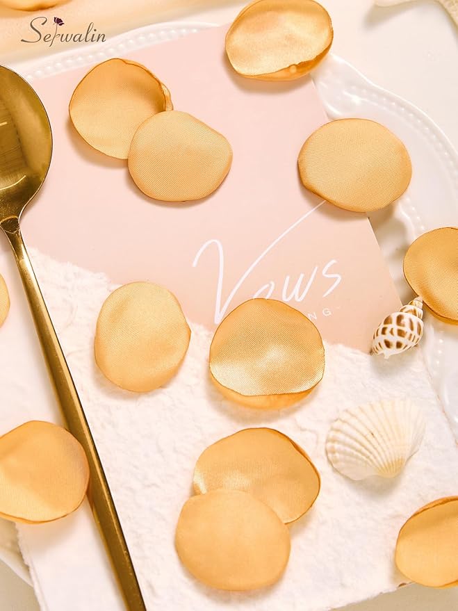 Serwalin 300Pcs Silk Rose Petals Fake Flower Petals Champagne Gold Artificial Rose Petals for Weddings Proposal Flower Girl Petals Aisle Flower Girl Basket Runner Bridal Shower Table Decor