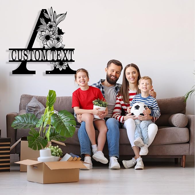 Custom Metal Name Sign, Personalized Family Last Name Signs for Home, Split Letter Monogram Wall Art Decor, Customized Metal Signs for Outdoor, Personalized Wedding Housewarming Gift