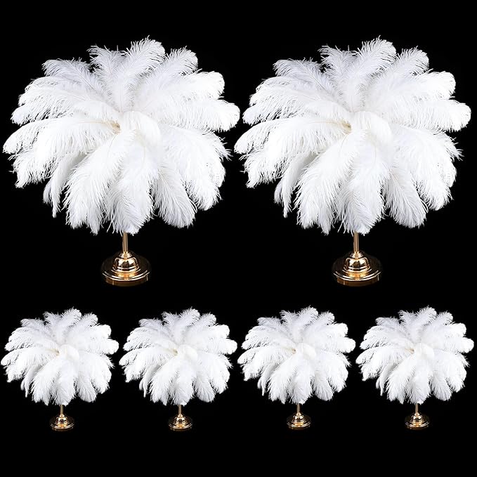 80 Pcs Large Natural Ostrich Feathers Plumes 14-16 Inch Bulk for DIY Crafts Wedding Party Centerpiece Vase