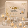 Letine 72-Pack Clear Glass Tealight Candle Holders - Thick Sturdy Votive/Tealight Holders Bulk for Wedding, Party, Home Decor | Perfect Replacement for Wall Sconces, Candelabras & Fireplace Screens