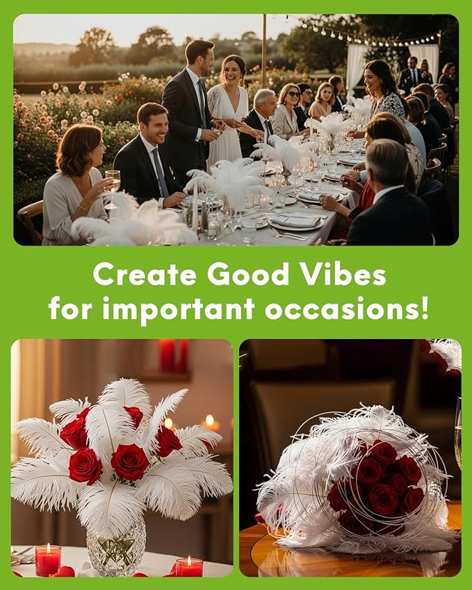 NEWONG 30pcs White Ostrich Feathers Natural Bulk 11-14inch(28-35cm) Vase Craft Wedding Home Party Centerpieces Christmas Day Decoration