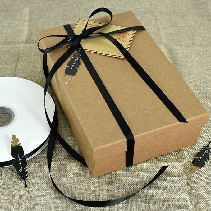 TONIFUL 3/8 Inch x 100yds Black Satin Ribbon Thin Solid Fabric Ribbons Roll for Gift Wrapping Invitation Floral Hair Balloons Craft Sewing Party Wedding Halloween Decoration Valentine's Day Bouquet