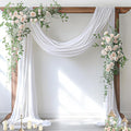 Socomi White Sheer Wedding Arch Draping Fabric 29" x 20Ft 1 Panel Outdoor Curtain Drapes Extra Long for Bridal Baby Shower Ceremony Birthday Party Decor