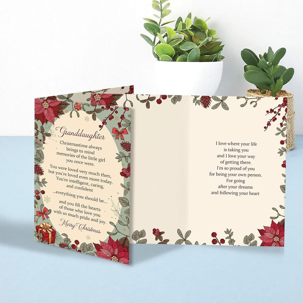 Heartfelt Granddaughter Christmas Card, Poem Christmas Card for Granddaughter, Xmas Gift from Grandma Grandpa