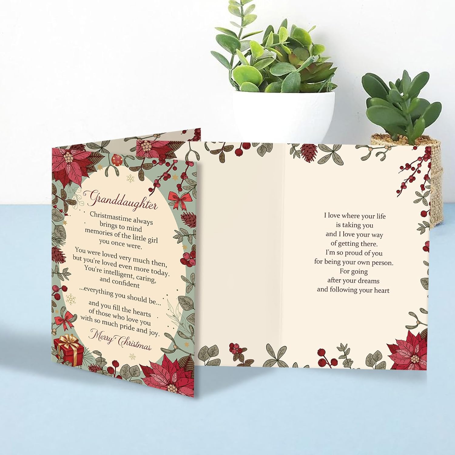 Heartfelt Granddaughter Christmas Card, Poem Christmas Card for Granddaughter, Xmas Gift from Grandma Grandpa