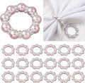 20Pcs Pearl Napkin Rings, Pink Beaded White Silver Round Buckles, Set of 6, Wedding and Formal Dinner Table Decor (20, Pink)