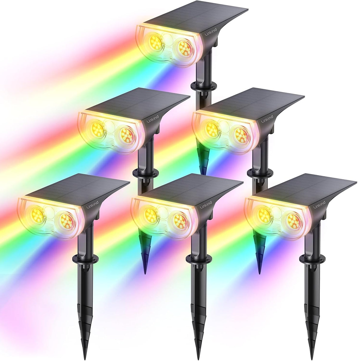 Linkind Halloween Solar Lights Outdoor Spotlight Waterproof RGB 6 Pack