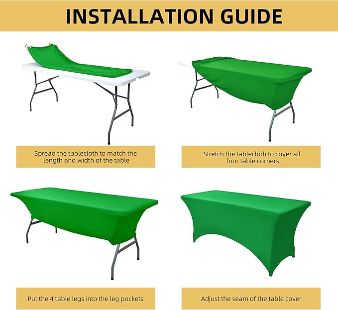 2-Pack 6ft Spandex Table Covers for Rectangle Standard Folding Tables - Wrinkle Resistant Stretch Tablecloths - Ultimate Fitted Table Protector for Parties, Trade Shows, Banquet