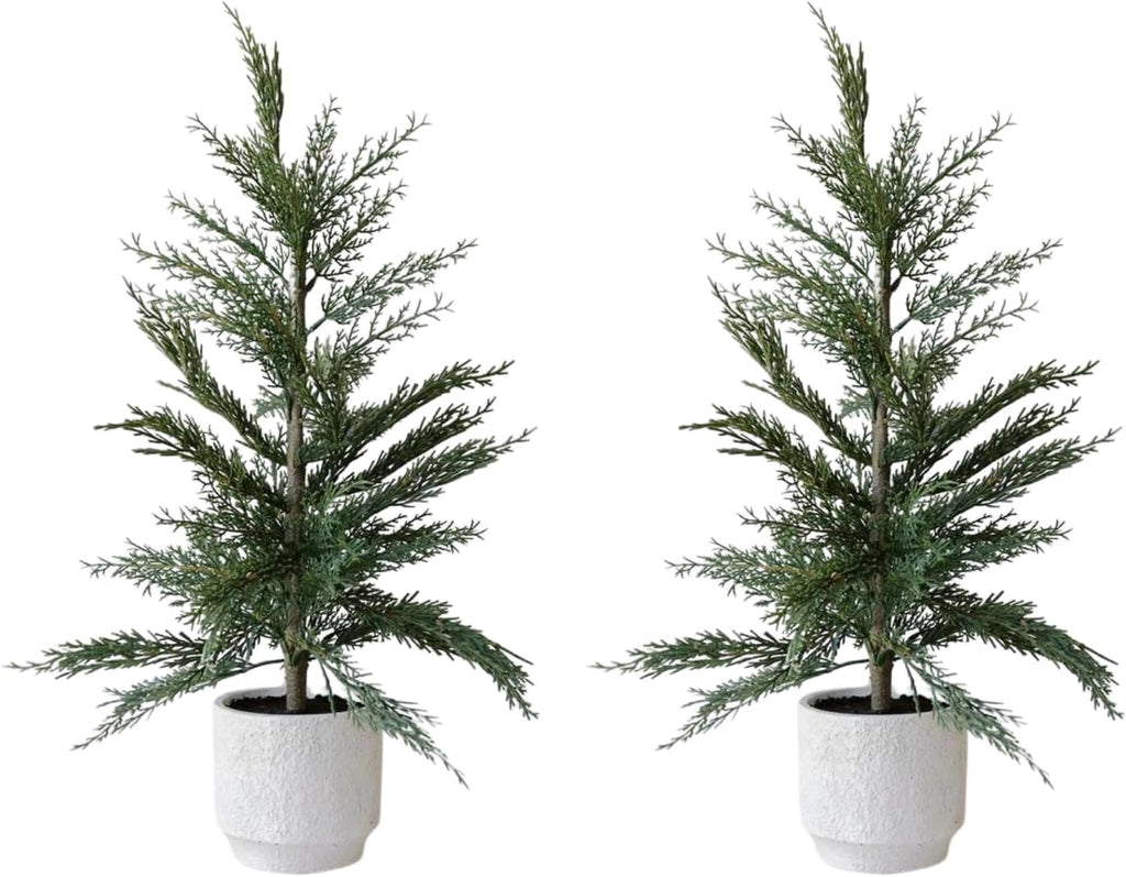 cg hunter, faux evergreen cedar trees, set of, main product view