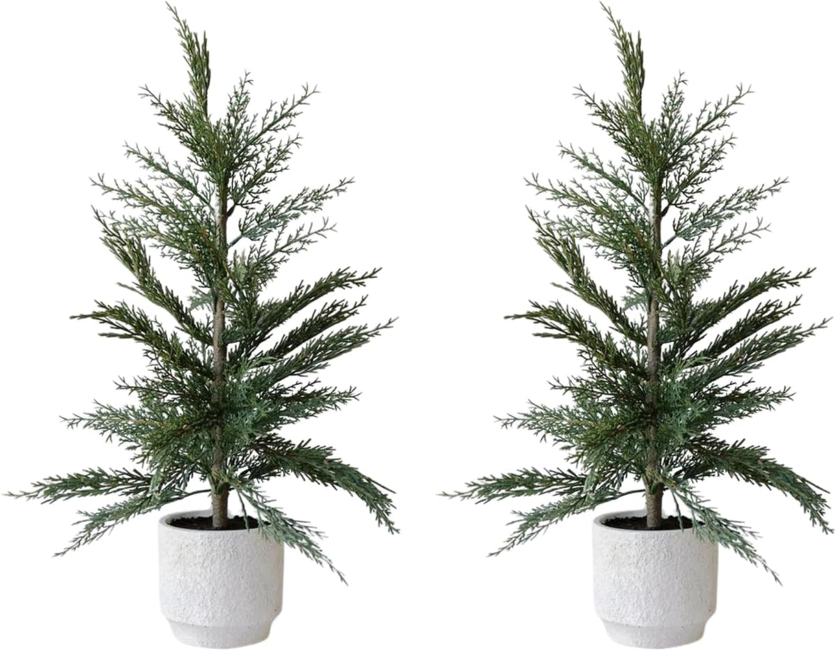 cg hunter, faux evergreen cedar trees, set of, main product view