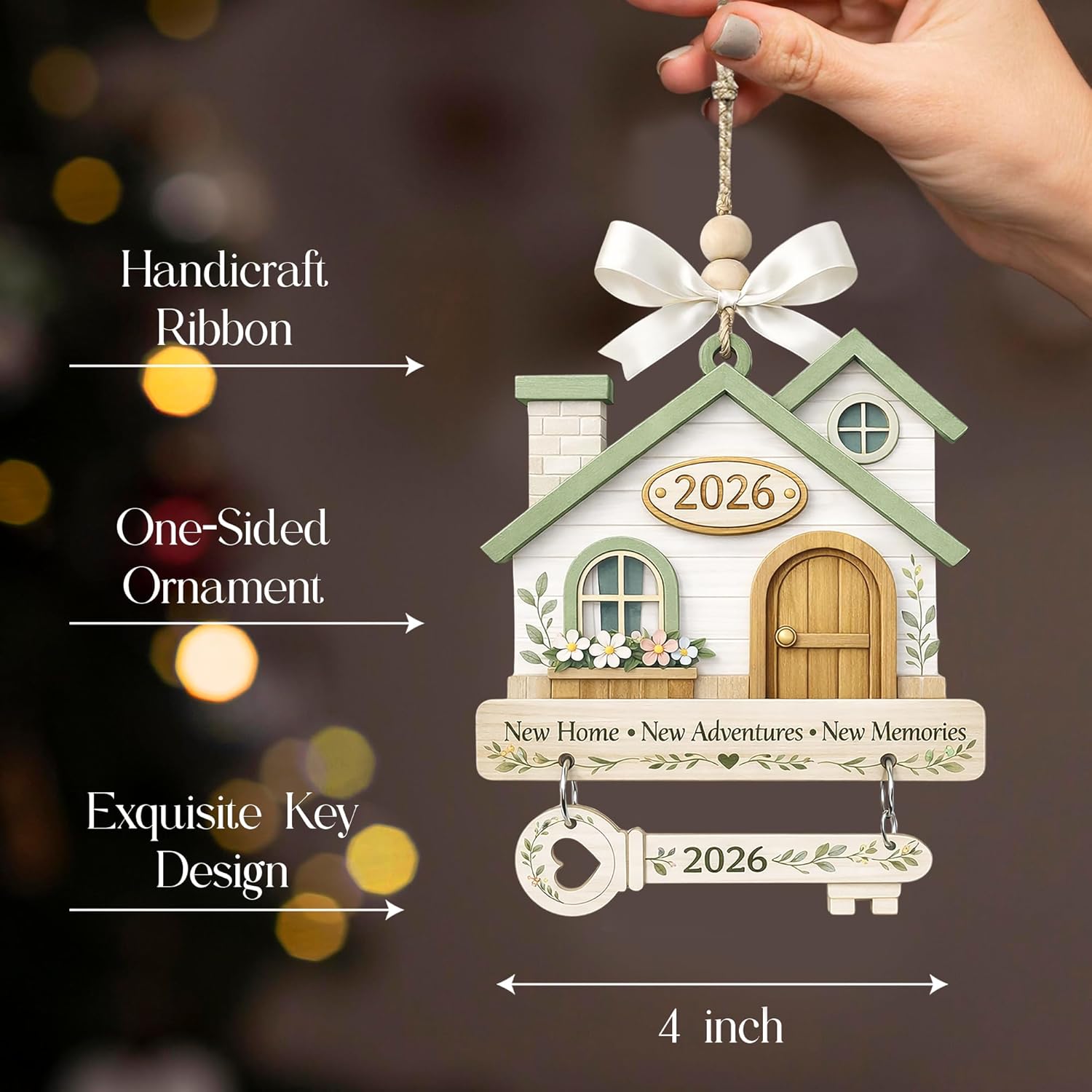 New Home Ornament 2026, New Home Gifts, Housewarming Presents, New House Gift, Welcome Home Gift, First Home Gifts, Home Sweet Home Decor, 4x4 inch (ONM Newhome Eco)