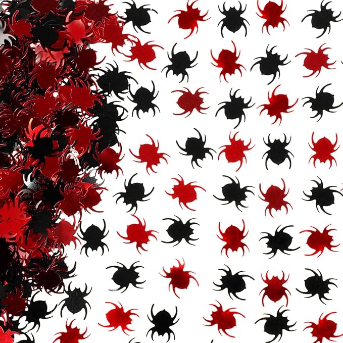 Halloween Party Confetti Glitter Mini Spider Foil Metallic Sequins Confetti Trick or Treat Party Plastic Spider Sprinkles Table Scatter Confetti for Halloween Party Table Decoration, 60g