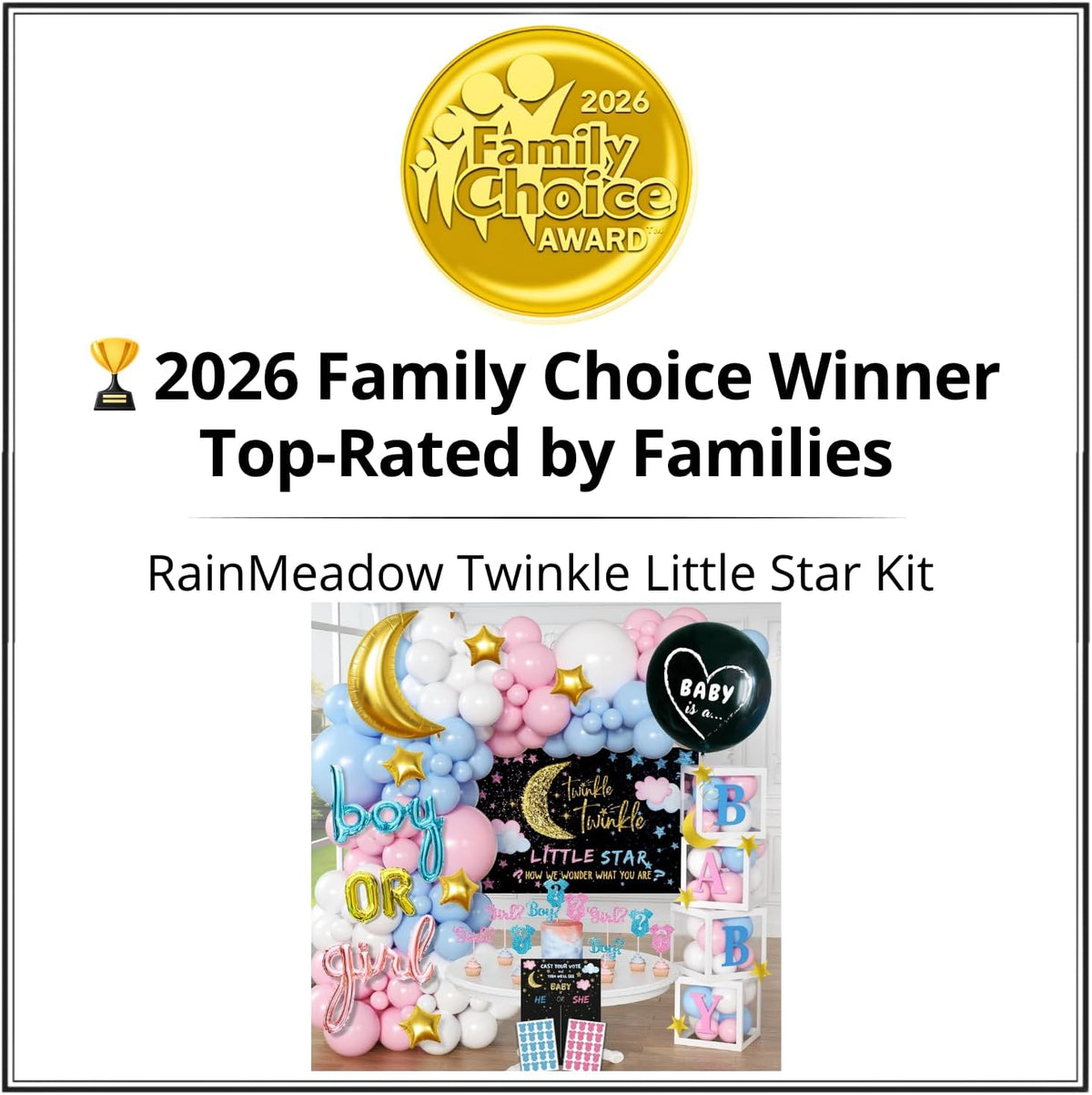 twinkle twinkle little star gender reveal decorations, boy shown in use