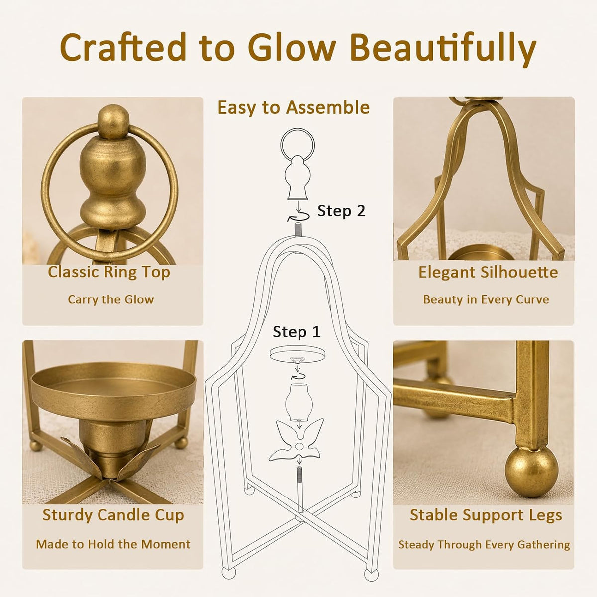 12.5" & 16.5" Timeless Cozy Decorative Lanterns Set of 2, Handc...