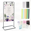 Wedding Sign Stand - Adjustable Wedding Sign W/Design Bundle & Leather Sign Hanging Straps, Durable Metal Easel Stand for Wedding Welcome Signs, Seating Charts, Ceremony & Reception Decor (Black)