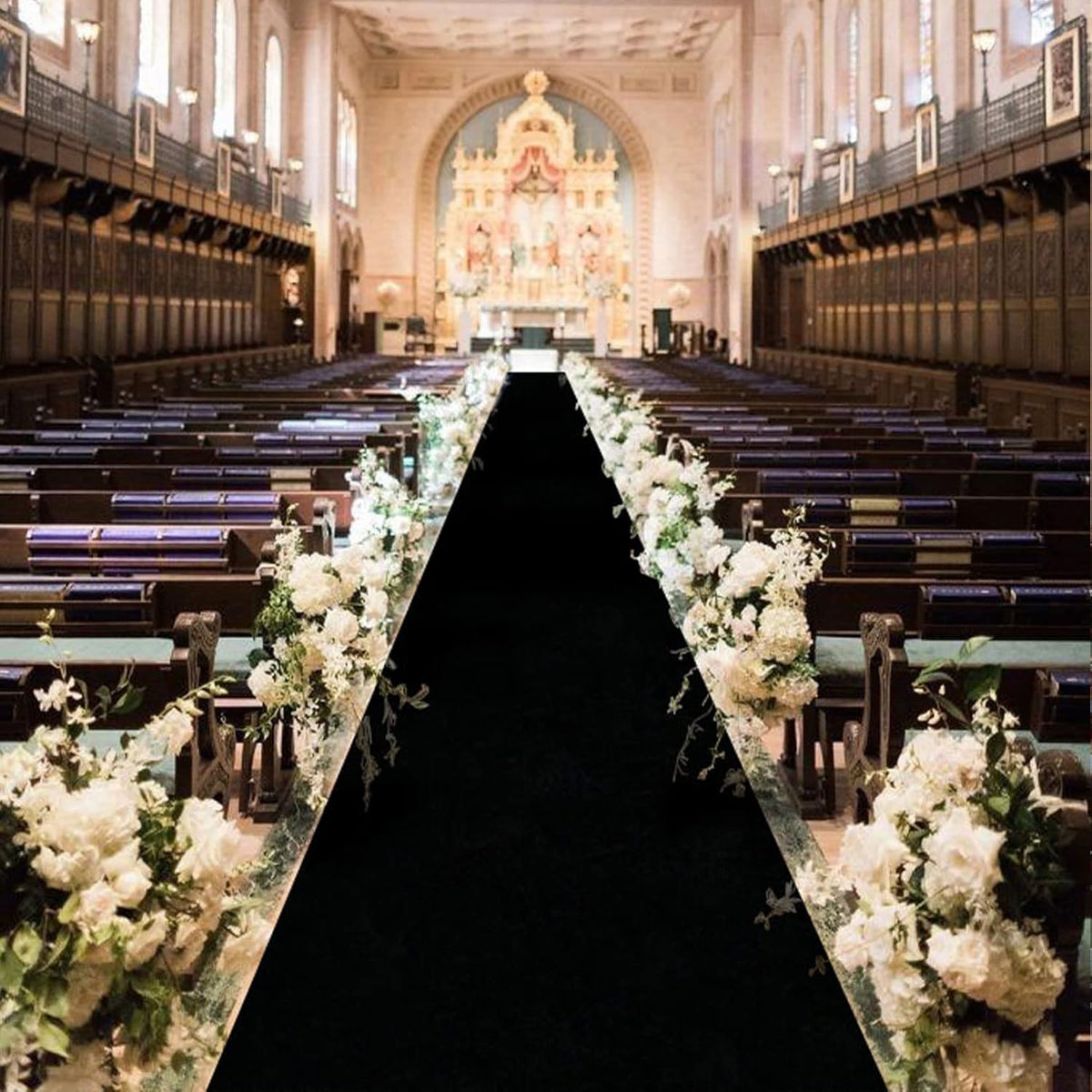 Black Aisle Runner 4FTx15FT Aisle Runner for Wedding Ceremony Velvet Aisle Ru...