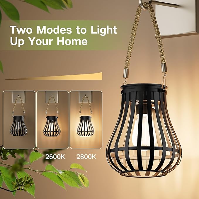Solar Lanterns Outdoor Waterproof - Hanging Solar Lights for Outside, Halloween Yard Decorative, Classic High Brightness Garden Lanterns Lamp for Patio Table Pathway Decor, Pack 2