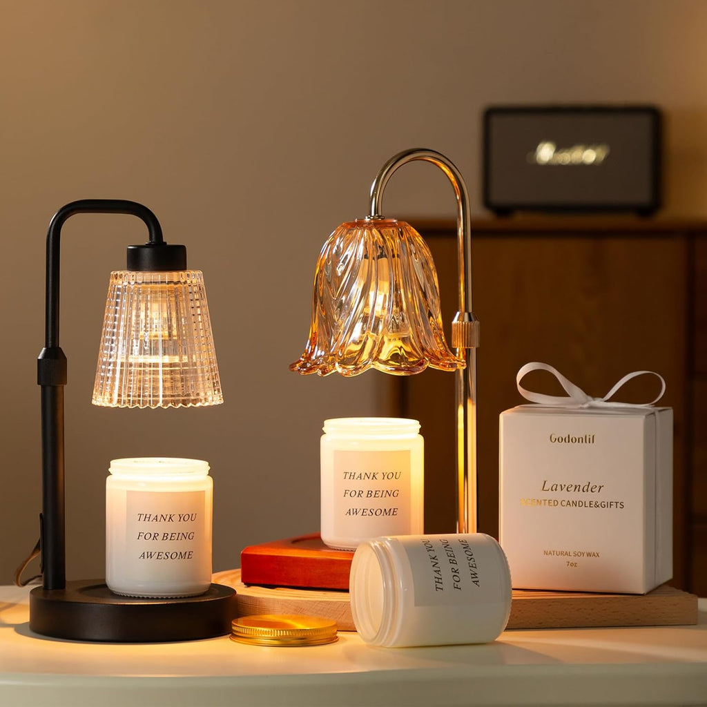 GODONLIF Candle Warmer Lamp with Cycle Timer, Birthday Gifts for Women Mom Her, House Warming Gifts New Home Room Decor, Wax Melt Warmer for Jar Candles with 2 Bulbs
