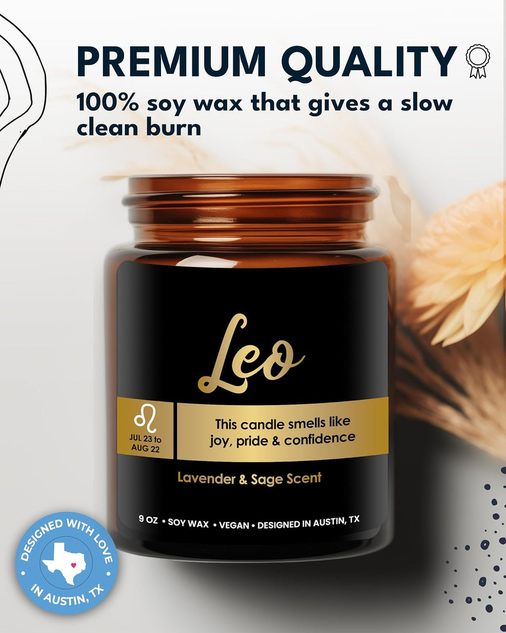 Leo Candle Zodiac, Thoughtful Astrology Gifts for Women & Men, Unique Leo Birthday Presents, Zodiac Sign Gifts for Astrology Lovers, Best Gift for Birthday, Christmas, Special Occasions, Gift Ready