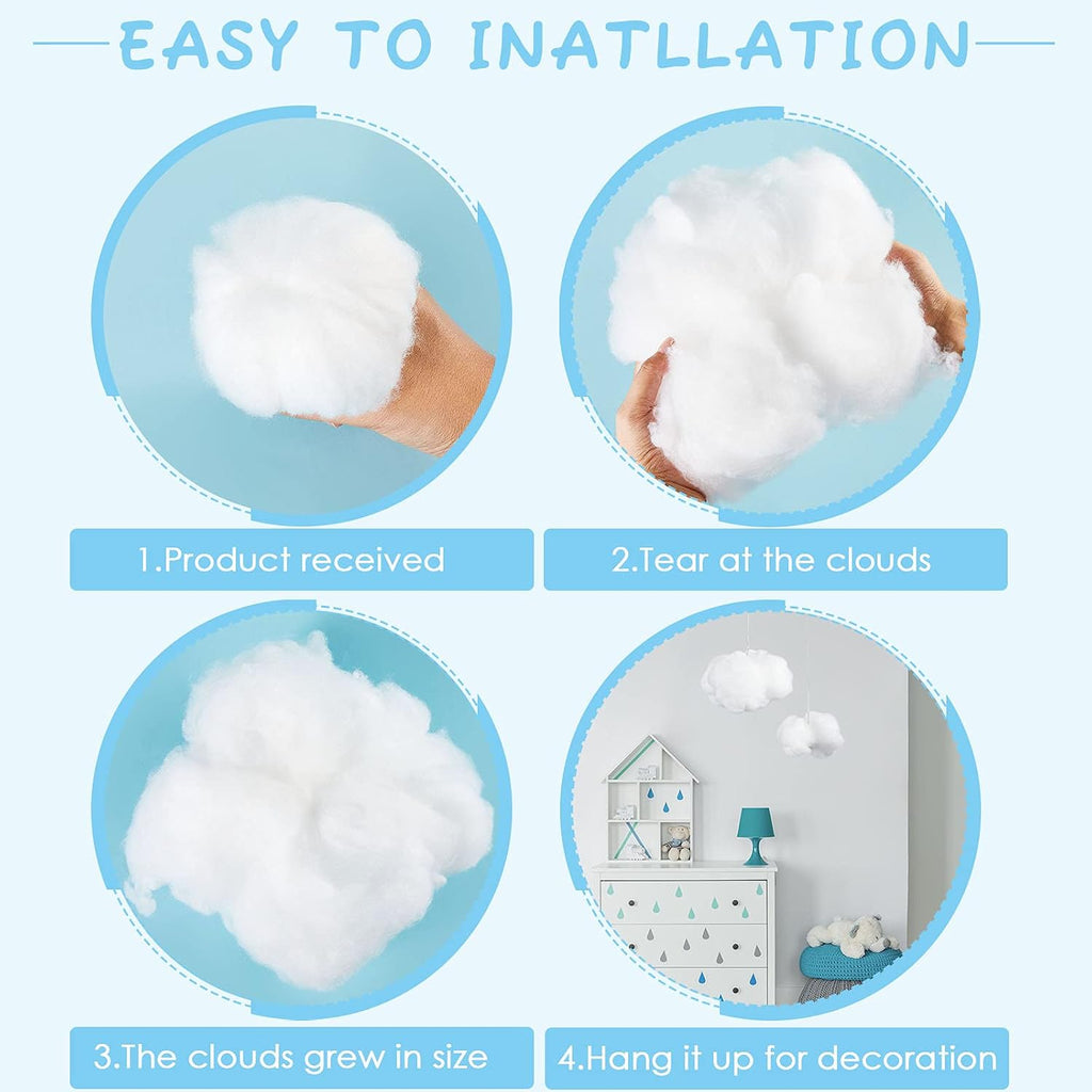 Jetec 12 Pieces Artificial Cloud Props Imitation 3D Cloud Shape Hanging Decorations Room DIY Decorative Hanging Ornament for Wedding Party Stage Show Decor (Small and Medium Size,White)