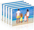 Meetu 5 Pack Acrylic Picture Frame 6x8,Clear Freestanding Double Sided 20mm Thickness Frameless Magnetic Photo Frames Desktop Display with Gift Box Package