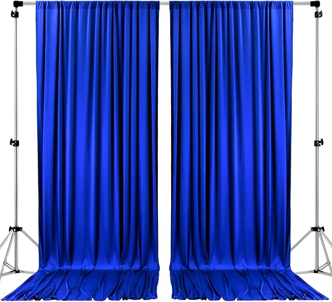 AK TRADING CO. 10 feet x 8 feet IFR Polyester Backdrop Drapes Curtains Panels with Rod Pockets - Wedding Ceremony Party Home Window Decorations - Royal Blue
