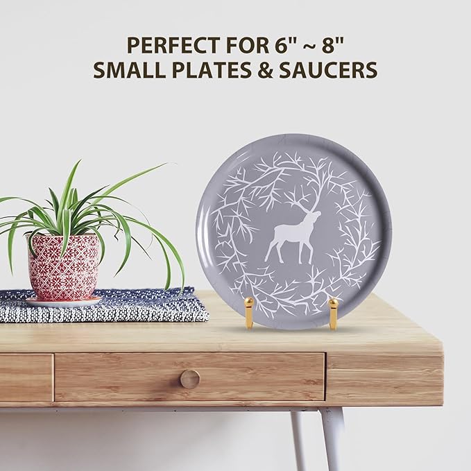 Plate Holder Easel Display Stand - 3 inch Metal Plate Stands for Display - Tabletop Picture Stand - Gold Iron Easels for Display Pictures | Photo Frames | Book | Decorative Plates | Plaque - 1 Pack
