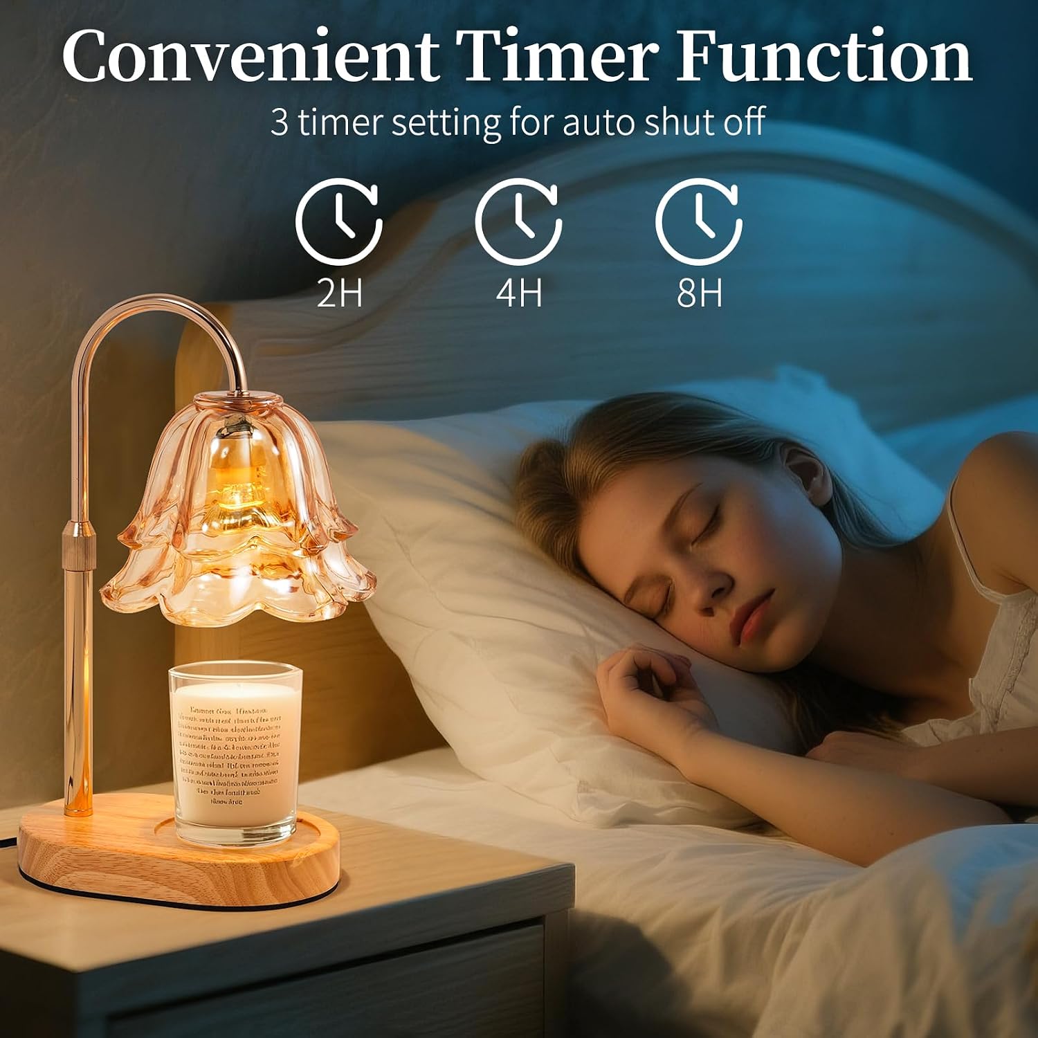 Flower Candle Warmer Lamp with Timer - Dimmable Electric Candle Lamp, Birthday Gifts for Women Mom, House Warming Gifts New Home Decor, Adjustable Wax Wamer Light for Jar Candles