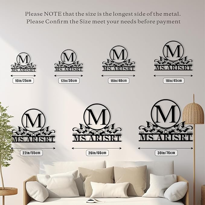 Custom Metal Name Sign, Personalized Family Last Name Signs for Home, Split Letter Monogram Wall Art Decor, Customized Metal Signs for Outdoor, Personalized Wedding Housewarming Gift
