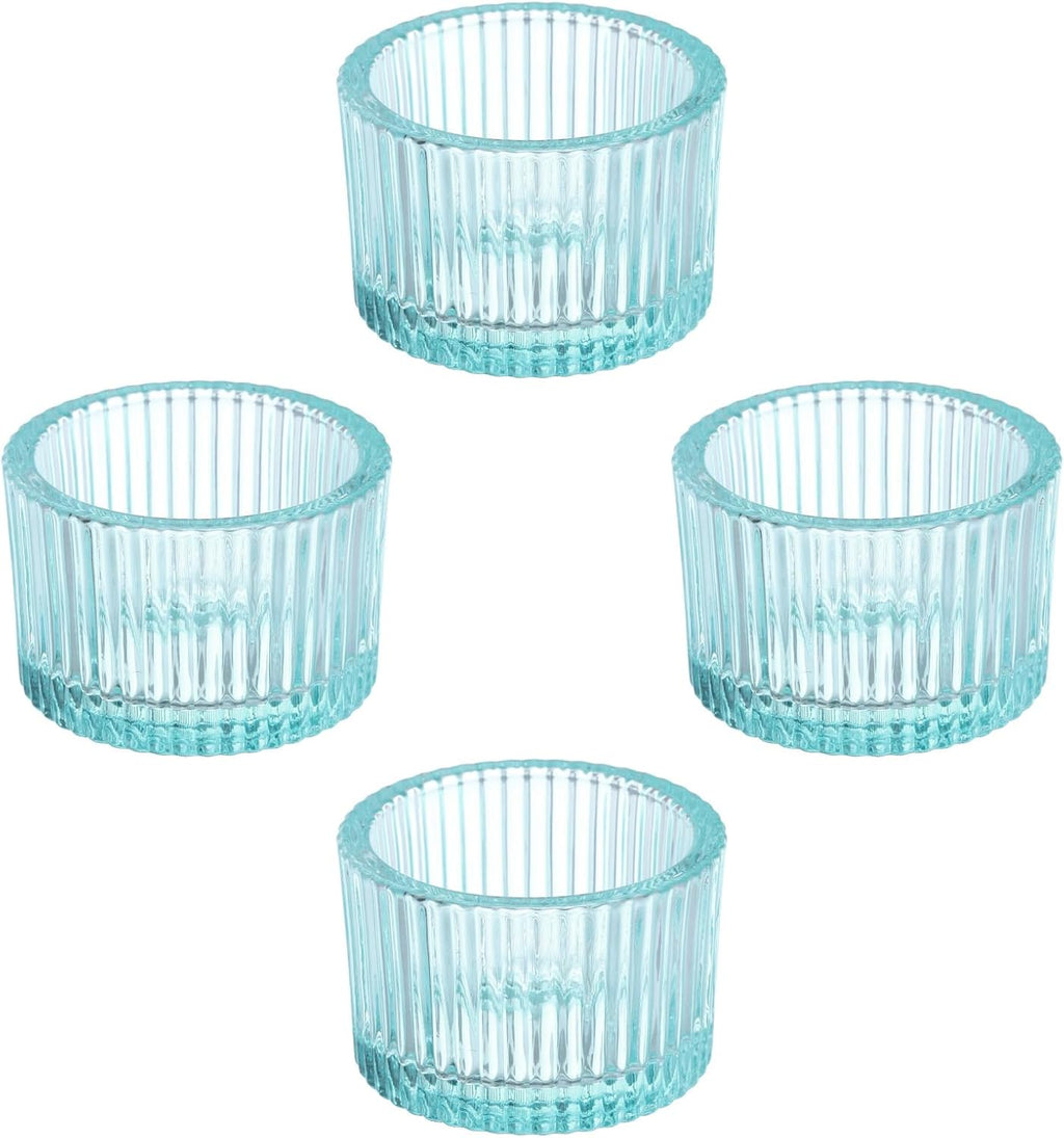 PATIKIL 4 Pcs Tealight Candle Holder, Tea Lights Candle Holder Glass Votive Candle Holders Glass Candle Holders for Table Centerpiece Decor Wedding Dinner Party, Blue