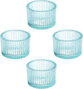 PATIKIL 4 Pcs Tealight Candle Holder, Tea Lights Candle Holder Glass Votive Candle Holders Glass Candle Holders for Table Centerpiece Decor Wedding Dinner Party, Blue