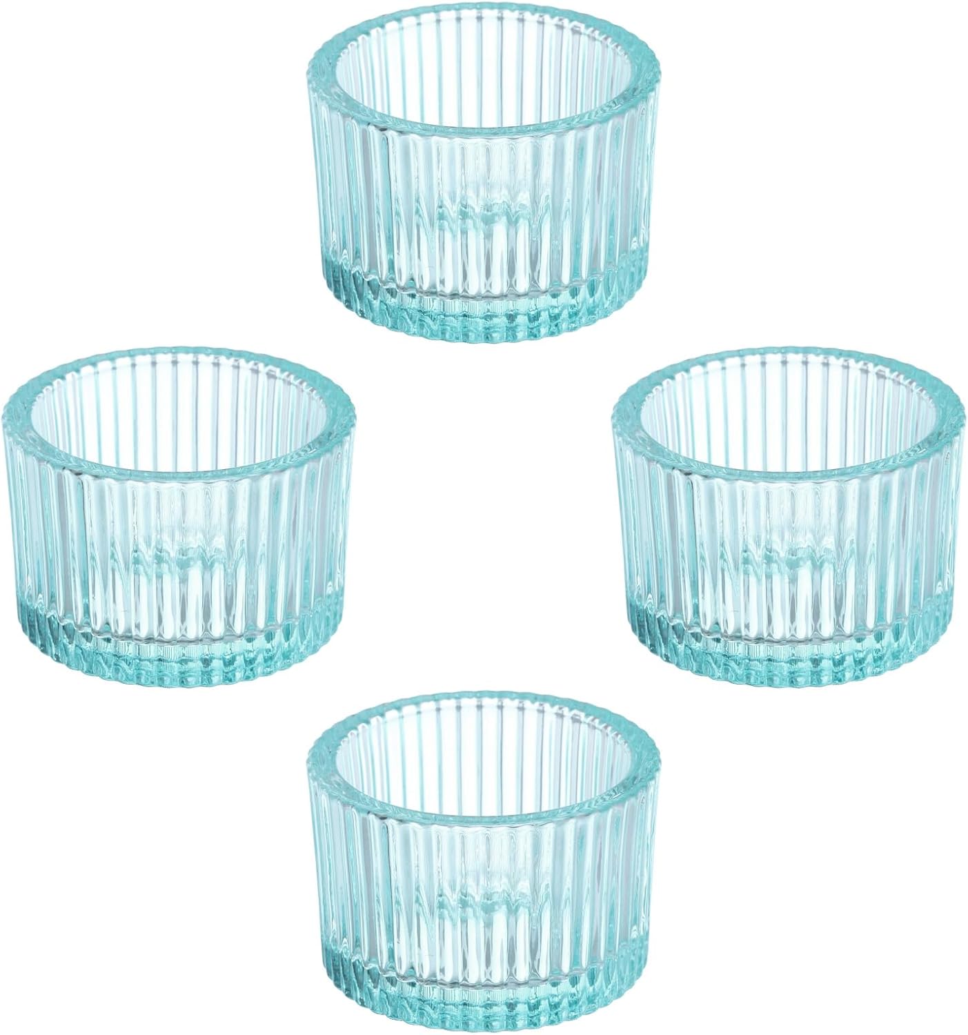 PATIKIL 4 Pcs Tealight Candle Holder, Tea Lights Candle Holder Glass Votive Candle Holders Glass Candle Holders for Table Centerpiece Decor Wedding Dinner Party, Blue