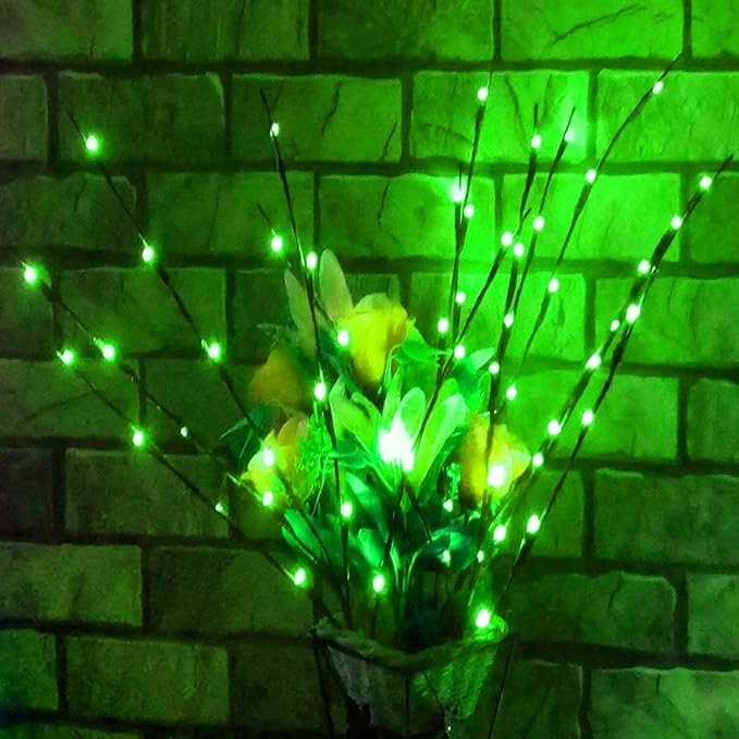 MENCH Branch Lights,6 Pcs Twig Light USB&Battery Powered 8 Flashing Modes by Remote Control.Branch Lights for Indoor, Light Up Decorations for Halloween Day and Christmas,Green