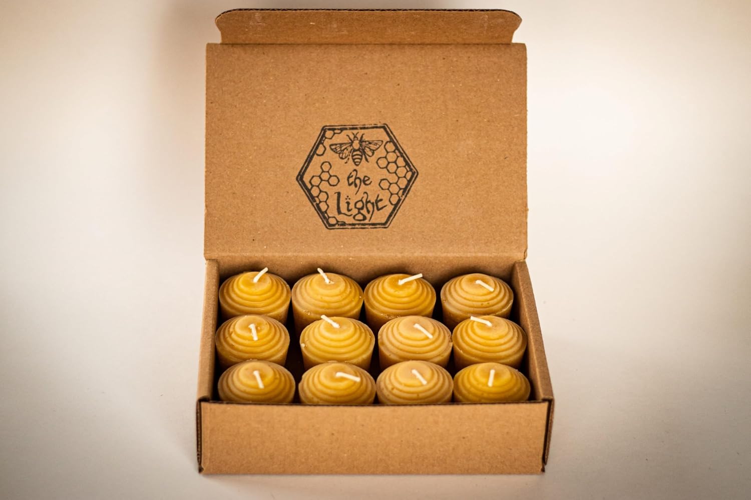 100% Pure Beeswax Votive Candles - USA-Sourced Handmade Votives for Home, Christmas, and Advent, Smokeless Unscented 12 Candle Set with Natural Honey Aroma, 1.96 x 1.77 Inches, by BeeTheLight