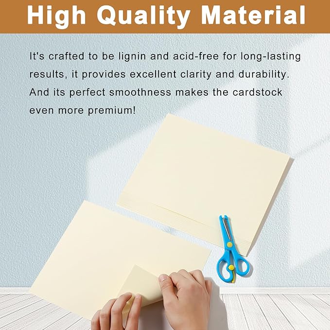 120 Sheets Cream Cardstock 8.5 x 11 Off White Paper, 92lb Ivory Card stock Certificate Paper for DIY Cards Making, Menus, Business Cards, Greeting Cards, Invitations