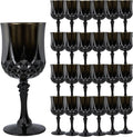 Plastic Wine Glasses，Plastic Goblets Vintage Style Cordial Drinking Glasses for Wedding Reception, Halloween Grand Event Party Supplies (24, Black)