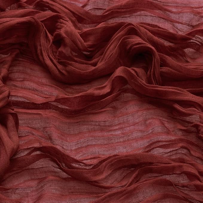 MLMW 4 Pack Christmas Table Runner Cheesecloth Burgundy Boho Cheese Cloth 160 inch Gauze Rustic Sheer Table Runner 13.3ft for Party Wedding Baby Bridal Shower Birthday