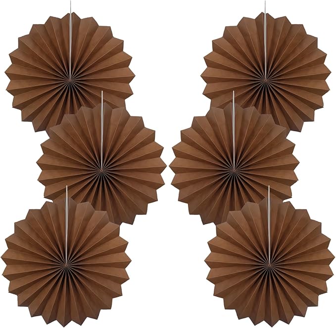 Brown Party Decorations,Brown Wedding Decorations for Party Events Accessories,Brown Birthday Decorations,Boho Party Decoration,Fall Decorations 16in Hanging Paper Fans 30 Color DIY Set(Brown)