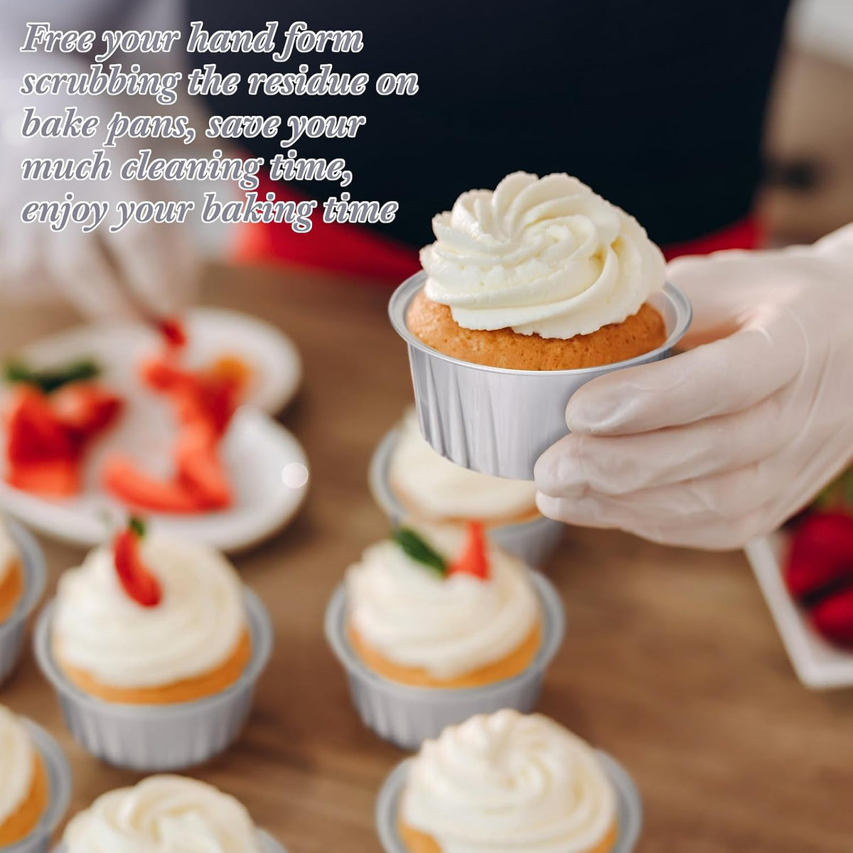 Gejoy 400 Pcs Aluminum Foil Baking Cups with Lids, Classic, Silver